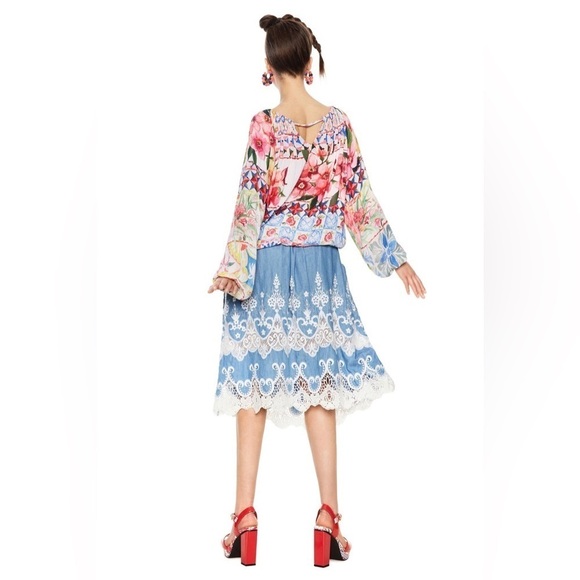 Desigual Carola Floral Peasant Blouse S - Picture 4 of 16